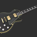 Black Electric Guitar With Gold Hardware Knobs And Strings For Musical Use 3d model