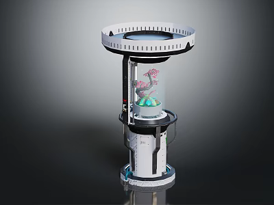 Modern Laboratory Equipment With Circular Top Transparent Chamber Internal Components And White Base 3d model