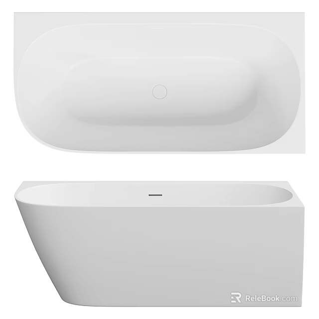 Modern White Freestanding Bathtub With Oval Shape And Smooth Surface Design 3d model