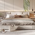Modern Bedroom Interior Design With Bed Mirror Dressing Table Wardrobe And Rug 3d model