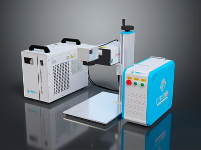 Precision Electronic Appliances Laser Marking Machine System With Worktable And Control Box 3d model