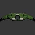 Green Mechanical Component With Geometric Structure Shiny Surface And Black Supports