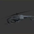 Detailed 3D Model Helicopter With Spinning Rotor Blades On Gray Background