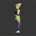 3D Animated Character With Golden Hair Black Green Top Purple Pants Green Shoes Arms Outstretched