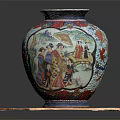 Traditional Decorative Vase As Daily Living Essential With Colorful Floral Figure Patterns On Red Mat
