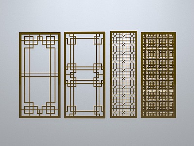 Chinese-style window grilles line silhouette pane window sill border engraved window edge strip construction model