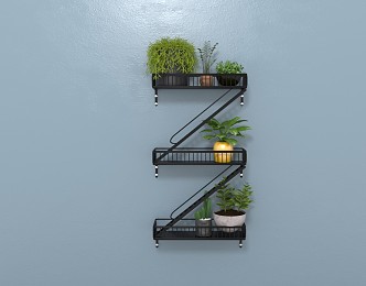 Modern Wall Storage Rack Decorative Rack Iron Flower Rack 3d model