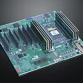 High Performance Electronic Circuit Board With Integrated Chips Expansion Slots And Circuitry 3d model