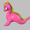 Cute Pink Seahorse Stuffed Toy With Green Mane And Big Eyes