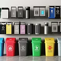 Colorful Household Waste Bins With Various Recycling Signs And Designs For Home
