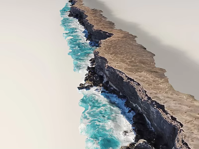 Stunning Coastal Microtopography Featuring Eroded Cliff Edges Turquoise Waves And Rocky Shoreline 3d model