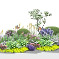 Vibrant Flower Garden With Various Plants Green Shrubs And Butterflies