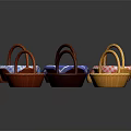 Various Woven Household Baskets With Handles In Different Colors And Styles