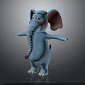 Blue Cartoon Elephant Character With Pink Ears And Open Arms