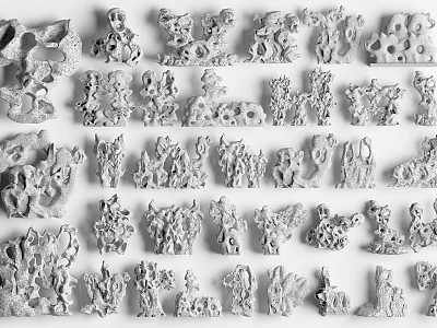 Stone Wood Decorative Carvings With Various Intricate Shapes For Home Decor 3d model