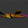Decorative Red Mask With Yellow Purple Pink Feathers Yellow Glowing Eyes And Green Bottom Decoration