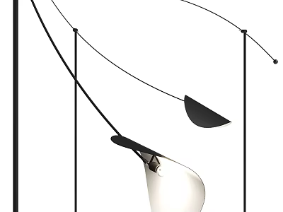 Modern Floor Lamp With Curved Black Metal Stand And White Glass Shade 3d model