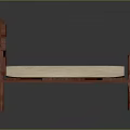 Wooden Bed Frame With Carved Headboard Footboard And Light Beige Mattress