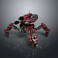Red And Silver Mechanical Spider Game Movie Character With Multiple Legs Sci Fi Design 3d model