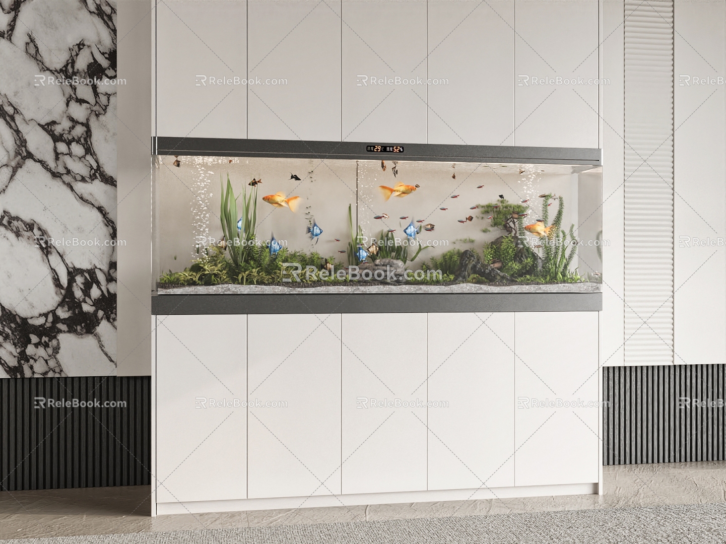 Aquarium Aquarium Ornamental Fish Constant Temperature Fish Tank Built-in Fish Tank High Cabinet Fish Tank 3d model