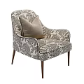 Black And White Animal Print Accent Chair With Light Gray Cushion And Wooden Slim Legs
