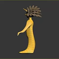 Yellow Cartoon Character With Hedgehog Like Spines Standing Pose And Friendly Smile