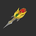 Ornate Fantasy Weapon With Golden Decoration Red Green Gems And Silver Blade
