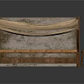 Rustic Wooden Outdoor Structure With Cloth Canopy Bench And Divided Compartments