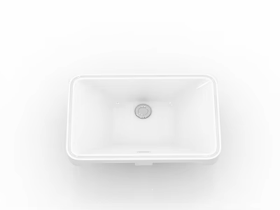 Modern White Square Ceramic Washbasin with Central Drain Hole for Bathroom 3d model