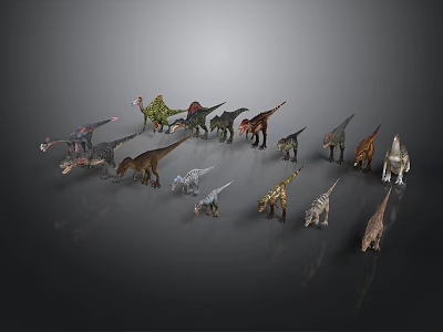 Various Colorful Dinosaur Toy Models With Detailed Features And Different Species 3d model