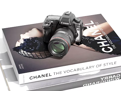 Canon Digital Camera Placed On Chanel The Vocabulary of Style Book 3d model