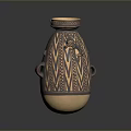 Traditional Hand Carved Ceramic Pottery Sculpture With Decorative Patterns And Handles