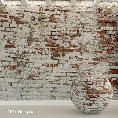 Rustic Textured Interior Brick Wall With Decorative Spherical Brick Structure 3d model
