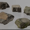 Natural Stone Collection With Various Shapes Textures And Mossy Surfaces 3d model