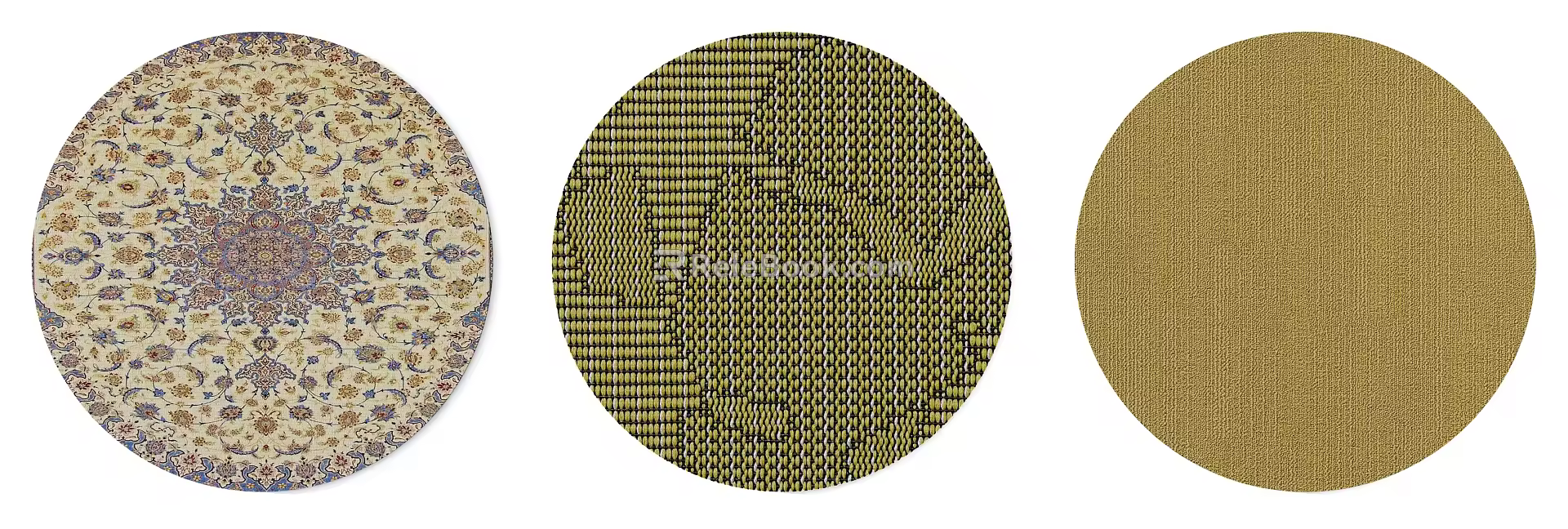 Modern Round Carpet Yellow brown Abstract Dark Pattern Round Carpet Combination 3d model