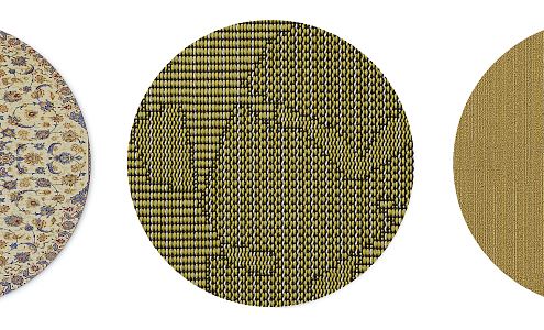 Modern Round Carpet Yellow brown Abstract Dark Pattern Round Carpet Combination 3d model