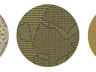 Modern Round Carpet Yellow brown Abstract Dark Pattern Round Carpet Combination 3d model