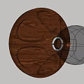 Wooden Wall Lamp With Circular Base And Glass Globe Shade Emitting Warm Light