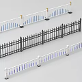 Decorative Metal Fences with White Black Colors Blue Stripes and Golden Accents