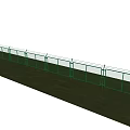 Green Metal Diamond Mesh Fence With Gate On Green Grass Field