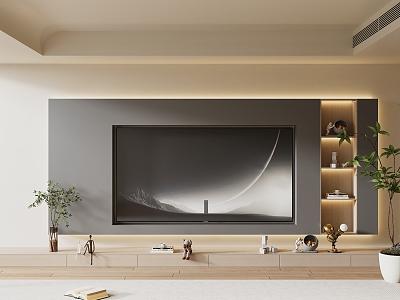 Modern TV Background Wall Cream Style TV Background Wall TV Cabinet TV model