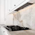 White Kitchen Cabinets With Marble Countertop Central Island And Interior Design