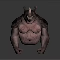 3D Rendered Muscular Rhinoceros With Strong Chest And Arms