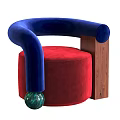 Stylish Modern Single Sofa Upholstered in Brown Blue Red Orange with Wooden Legs