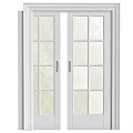 White French Double Doors With Diamond Pattern Glass Panels And Metal Handles
