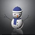 Cute Snowman Character With Blue Hat And Blue Scarf Carrot Nose Stick Arms On Dark Background