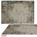 Elegant Distressed Square Carpet Featuring Neutral Gray Brown Beige Textured Design