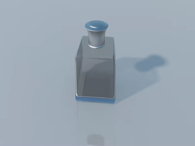 Modern Swing Door Design With Blue Top And Transparent Square Panel 3d model