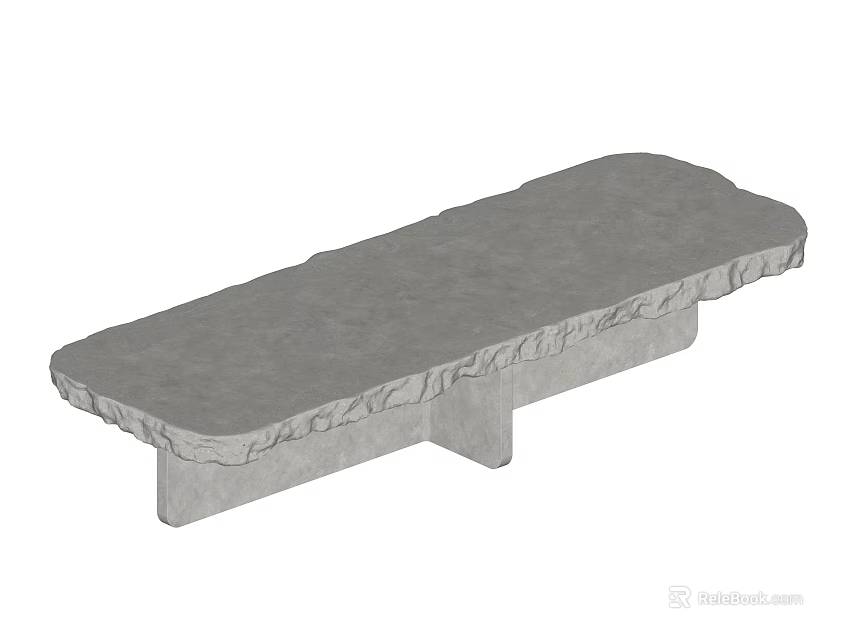 Rustic Concrete Dining Table With Natural Rock Like Edge Detail And Sturdy Support Structure 3d model 