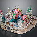 Colorful Russian Style Architectural Model with Multiple Domes Spires and Detailed Structures
